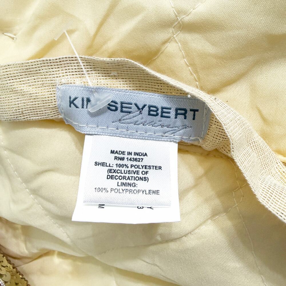 Kim Seybert Cream & Gold Beaded Christmas Tree Skirt Sequin Accent EUC - Picture 5 of 7